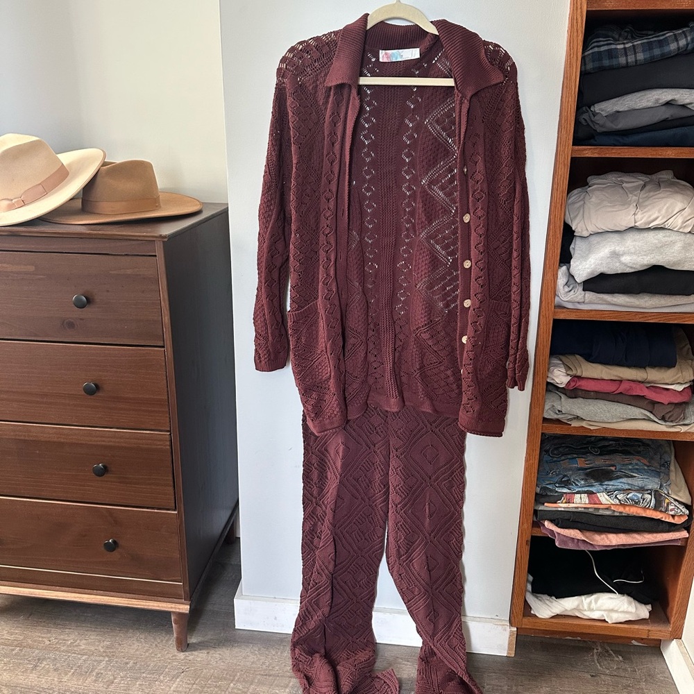 Elegant Burgundy Knit Set